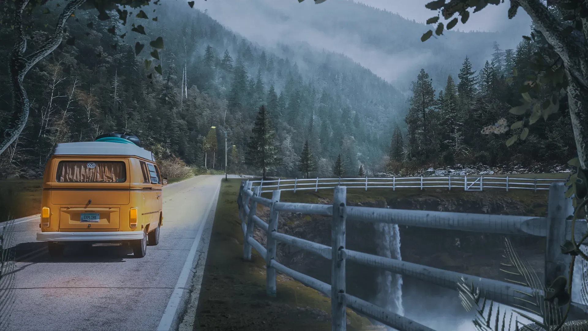 Matte Painting Car And  Hills